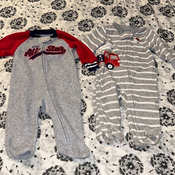 3m carters fleece footed pajamas fire truck and all star - Picture 1 of 1
